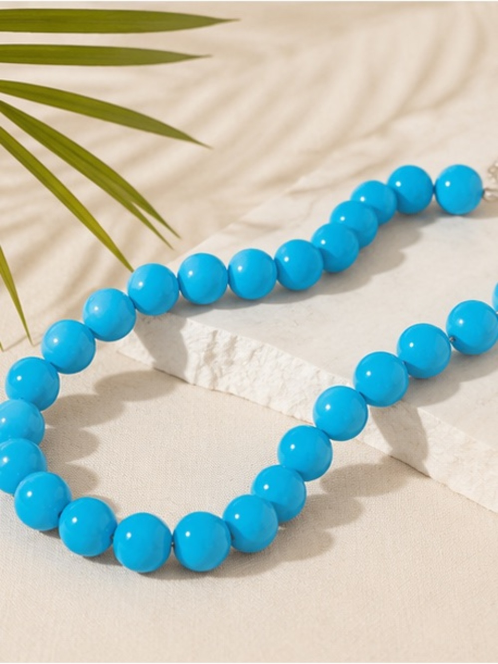🩵 Lagoon Blue Chunky Bead Statement Necklace